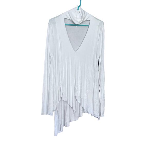 Free People Uptown Turtle Neck Shirt Size XS White Cream Flowy Choker Neck - Picture 1 of 11